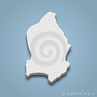 3d isometric map of Ile aux Nattes is an island in Madagascar Vector Illustration
