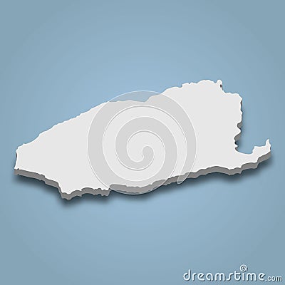 3d isometric map of Imbros is an island in Turkey Vector Illustration