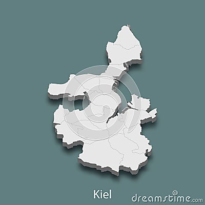3d isometric map of Kiel is a city of Germany Vector Illustration