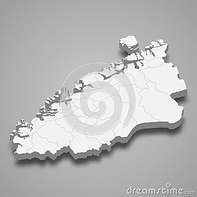 3d isometric map of More og Romsdal is a county of Norway Cartoon Illustration
