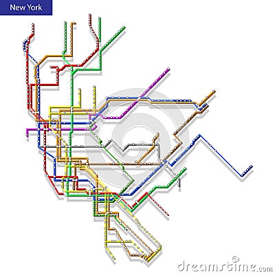 Map of the New York metro subway. Template of city transportatio Vector Illustration