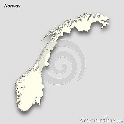 3d isometric map of Norway isolated with shadow Vector Illustration