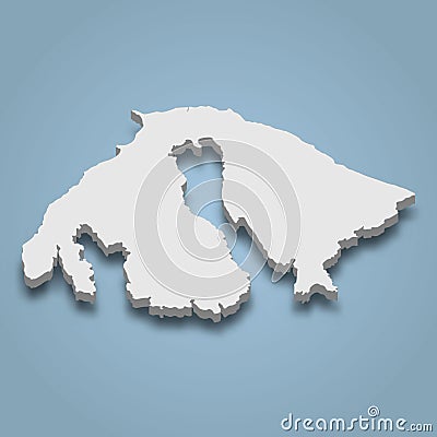 3d isometric map of Orcas is an island in San Juan Islands, Wash Vector Illustration
