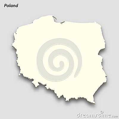 3d isometric map of Poland isolated with shadow Vector Illustration