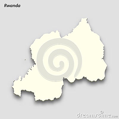 3d isometric map of Rwanda isolated with shadow Vector Illustration