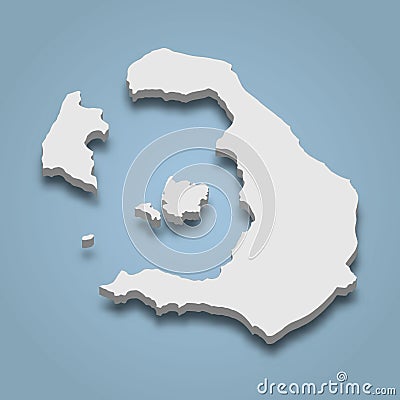 3d isometric map of Santorini is an island in Greece Vector Illustration