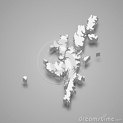 3d isometric map of Shetland Islands is a region of Scotland Vector Illustration