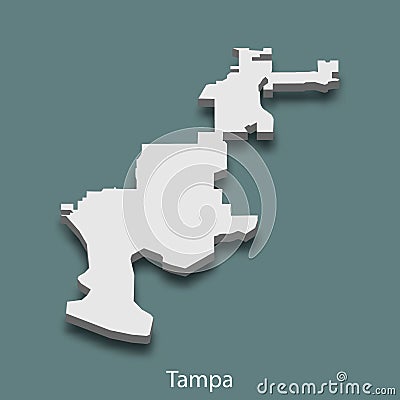 3d isometric map of Tampa is a city of United States Cartoon Illustration