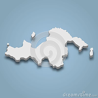 3d isometric map of Thomas is an island in Whitsunday Islands Vector Illustration