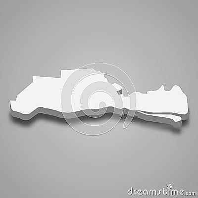 3d isometric map of Tien Giang Province of Vietnam Vector Illustration