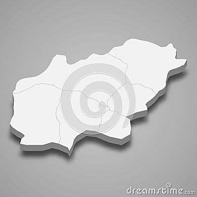 3d isometric map of Usak is a province of Turkey Cartoon Illustration