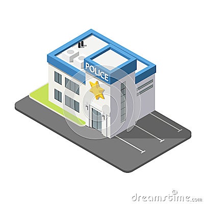 3D isometric police building Vector Illustration