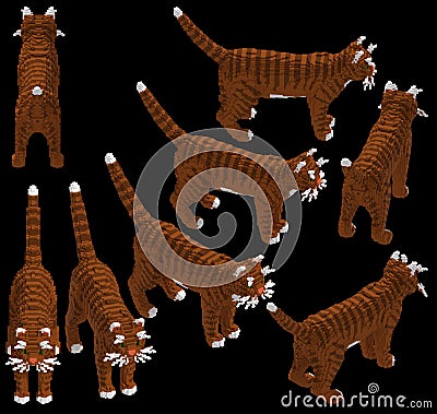 3d isometric tabby cat Stock Photo