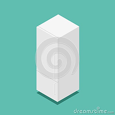 3d isometric vector classic white home fridge Vector Illustration