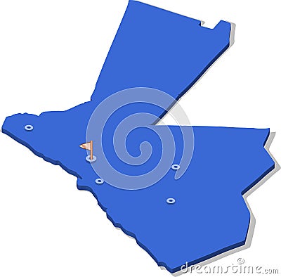 3d Isometric View Map Of Jordan With Blue Surface And Cities. Vector
