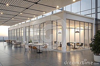 Isometric view minimal cafe store open inside interior architecture, 3D rendering digital art Stock Photo