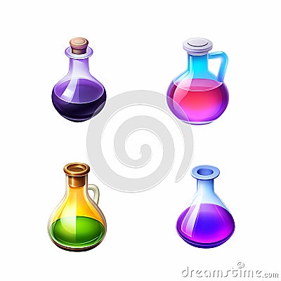 3D isometrics colorful potion set for RPG game Ai generation Stock Photo