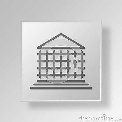 3D Jail Bank Button Icon Concept Stock Photo