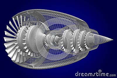 3D jet engine Stock Photo