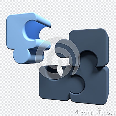 3d jigsaw puzzle pieces on transparent background. United four puzzles. Symbol of teamwork. Business concept. 3d render Cartoon Illustration