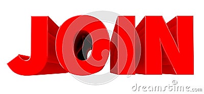 3D JOIN word EXPLANATION word isolated on white background 3d renderingon white background 3d rendering Stock Photo