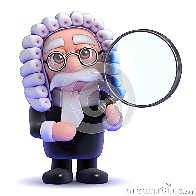 3d Judge magnifying glass Stock Photo