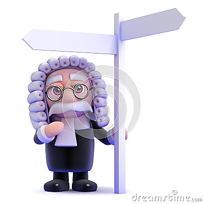 3d Judge at signpost Stock Photo