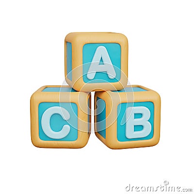 3D Kids toy wooden alphabet cubes, 3d rendering Stock Photo