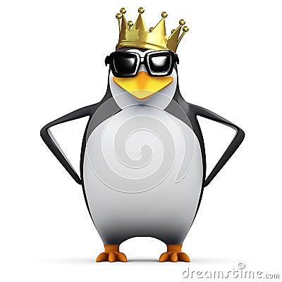 3d King penguin stands proud Stock Photo