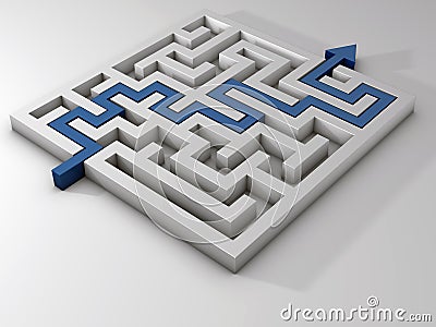 3d labyrinth maze blue on a white background. Stock Photo