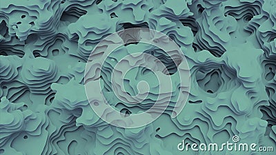 3D landscape layers. Design. Animation of moving layers of topographic surface. Multiple layers in topographic surface Stock Photo