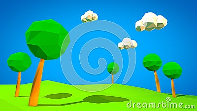 3d landscape low poly illustration Cartoon Illustration