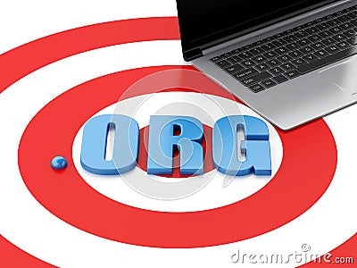 3d Laptop pc and word ORG on target Stock Photo