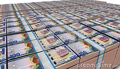 3D Large Stack of Gambia 100 Dalasi Banknote Stock Photo