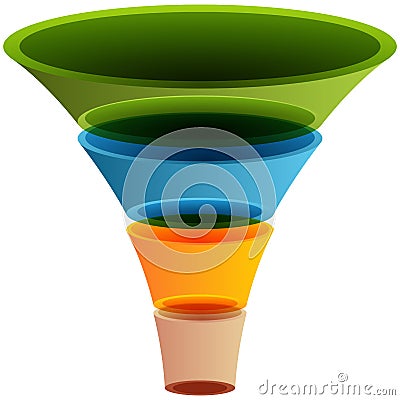 3d Layered Funnel Chart Vector Illustration