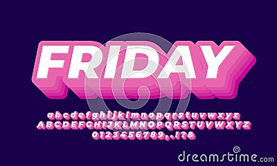 3d layered pink bold text effect or font effect design Vector Illustration