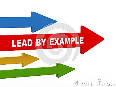 3d lead by example arrow Cartoon Illustration