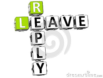 3D Leave Reply Crossword Stock Photo