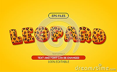 3d leopard editable text effect. eps vector file. cute animal decorative typography Vector Illustration