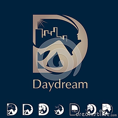 D letter based symbol Daydream concept Vector Illustration