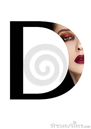 D letter beauty makeup girl creative fashion font Stock Photo