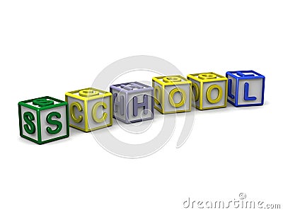 Letter Cubes Spelling School Stock Photo