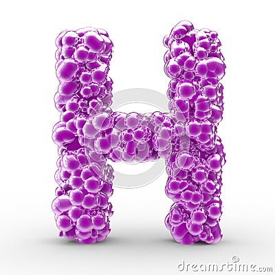 3D Letter H with abstract biological texture Stock Photo