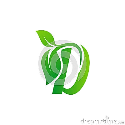 D letter leaf logo design concept. green vector Vector Illustration