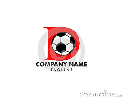 D letter logo, football ball logo design Vector Illustration