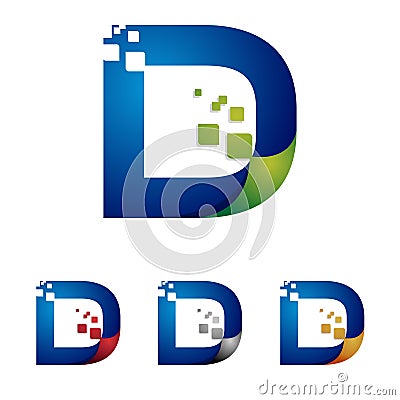 D Letter Modern Technology Internet Icon Symbol Vector Illustration