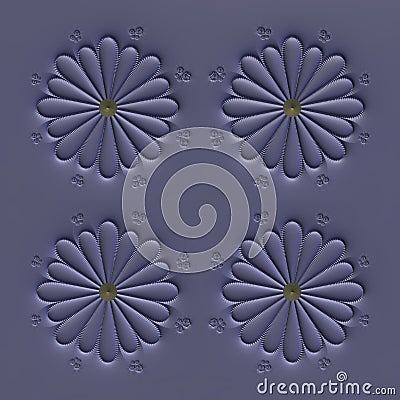 3D light purple tone symmetrical emboss flower Stock Photo