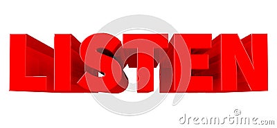3D LISTEN word EXPLANATION word isolated on white background 3d renderingon white background 3d rendering Stock Photo