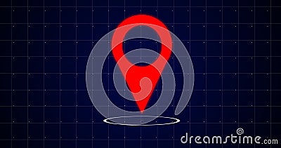 3D location pinpointer with circles forming under it. Stock Photo
