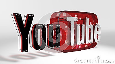 The 3D logo of the brand Youtube Editorial Stock Photo